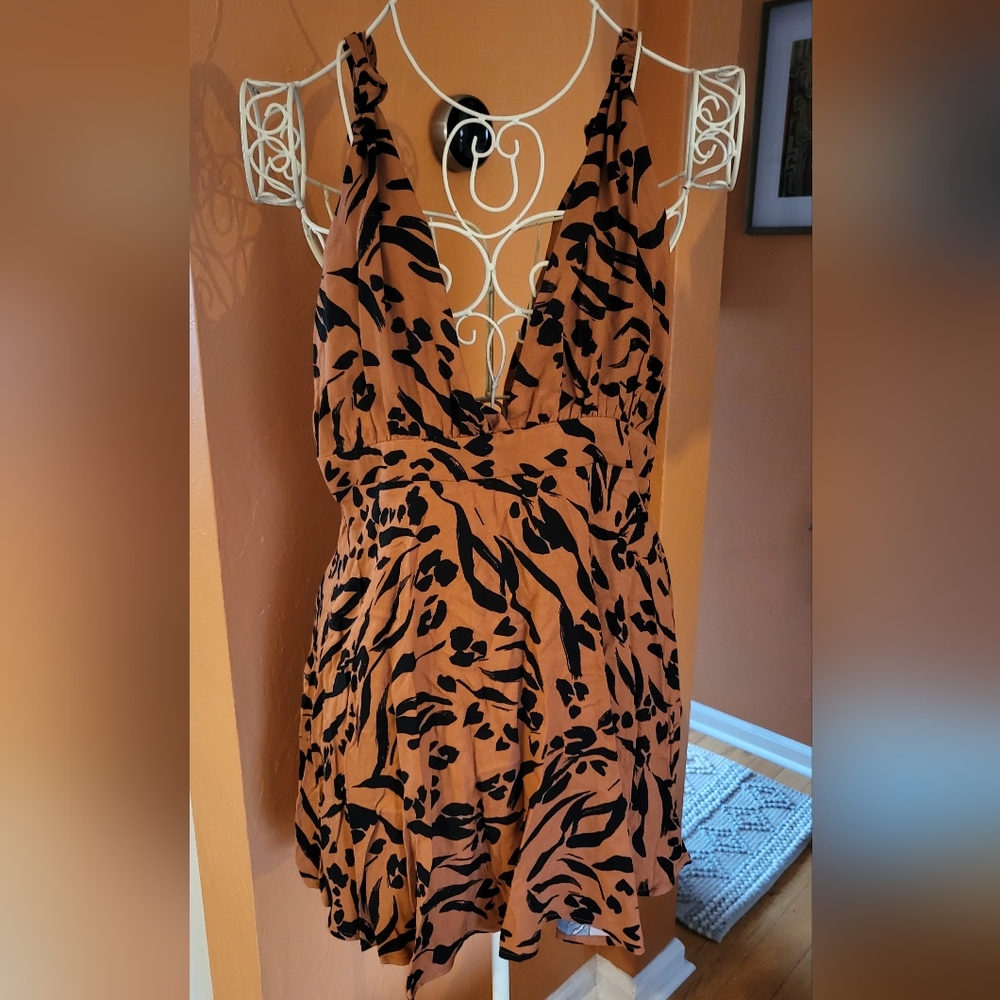 Orange animal print mini dress